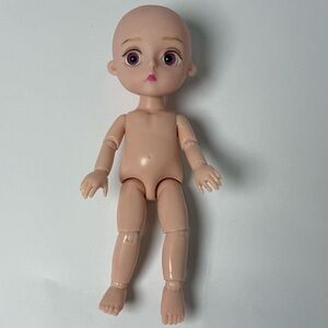 Nude Doll to Dress No Wig Purple Eyes Mini  Moving Articulated Jointed BJD Style
